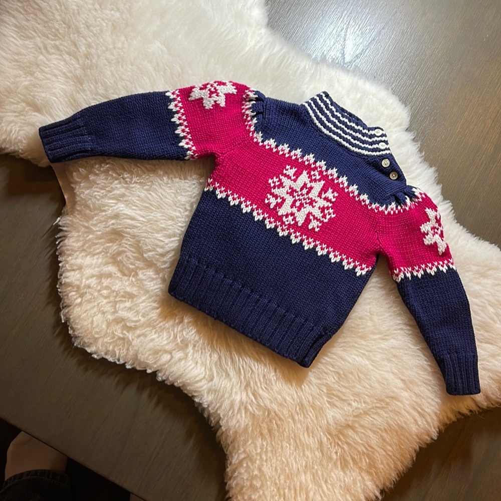 Chaps Pullover Sweater for Baby; Size 18 months; Navy Blue/Deep Magenta.